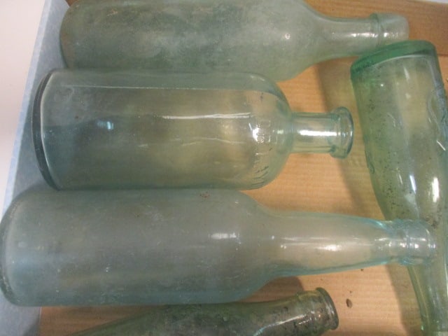 Green Glass Bottles-Spur, Coca Cola, 1 Round Bottom, Mint Cola, - 3