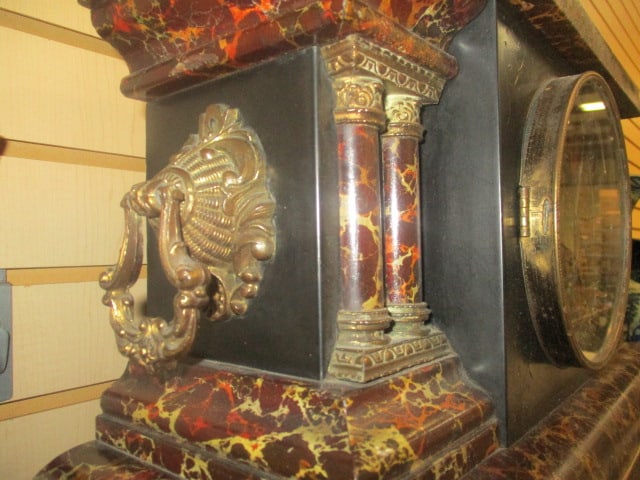 Seth Thomas Style Adamantine Mantle Clock w/Brass Accents - 5