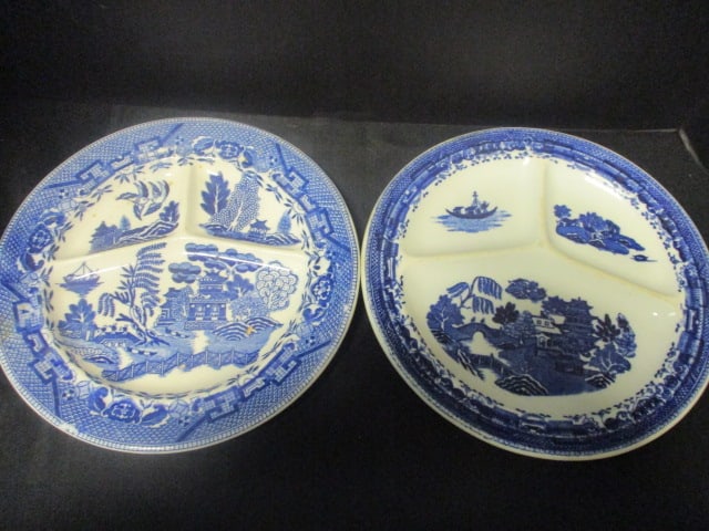 McNicol China 3 Section Grill Plate & Blue Willow Grill Plate (1 of 5)