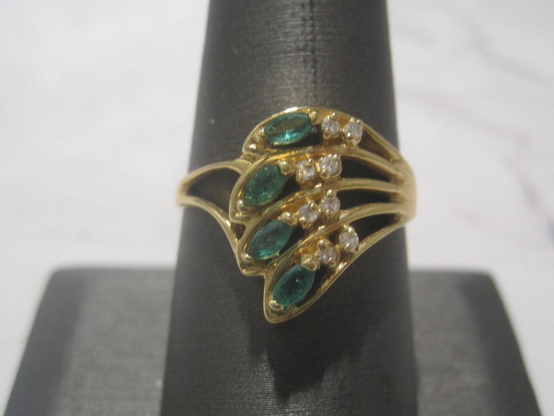 14k Gold Emerald & Diamond Ring (1 of 4)