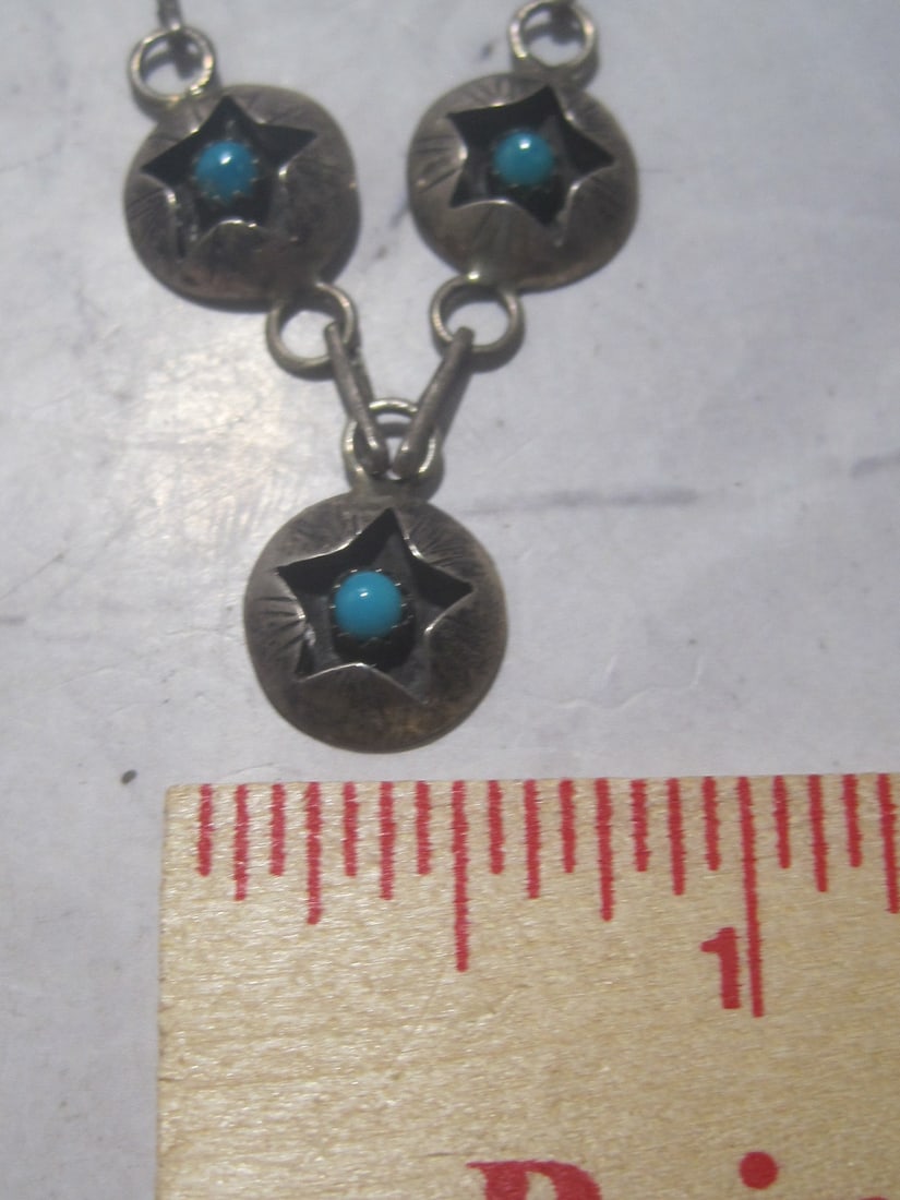 18" Sterling Silver Turquoise Native American Style Necklace - 5