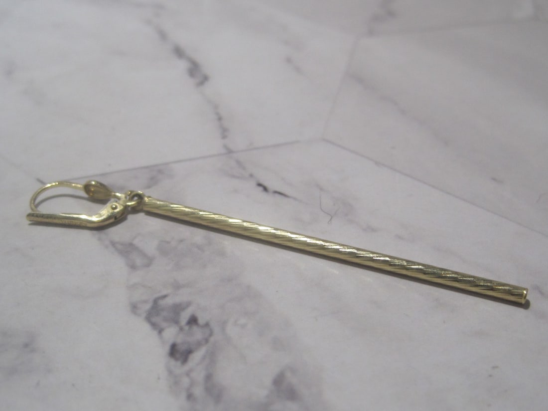 10k Gold Linear Drop Earrings - 2