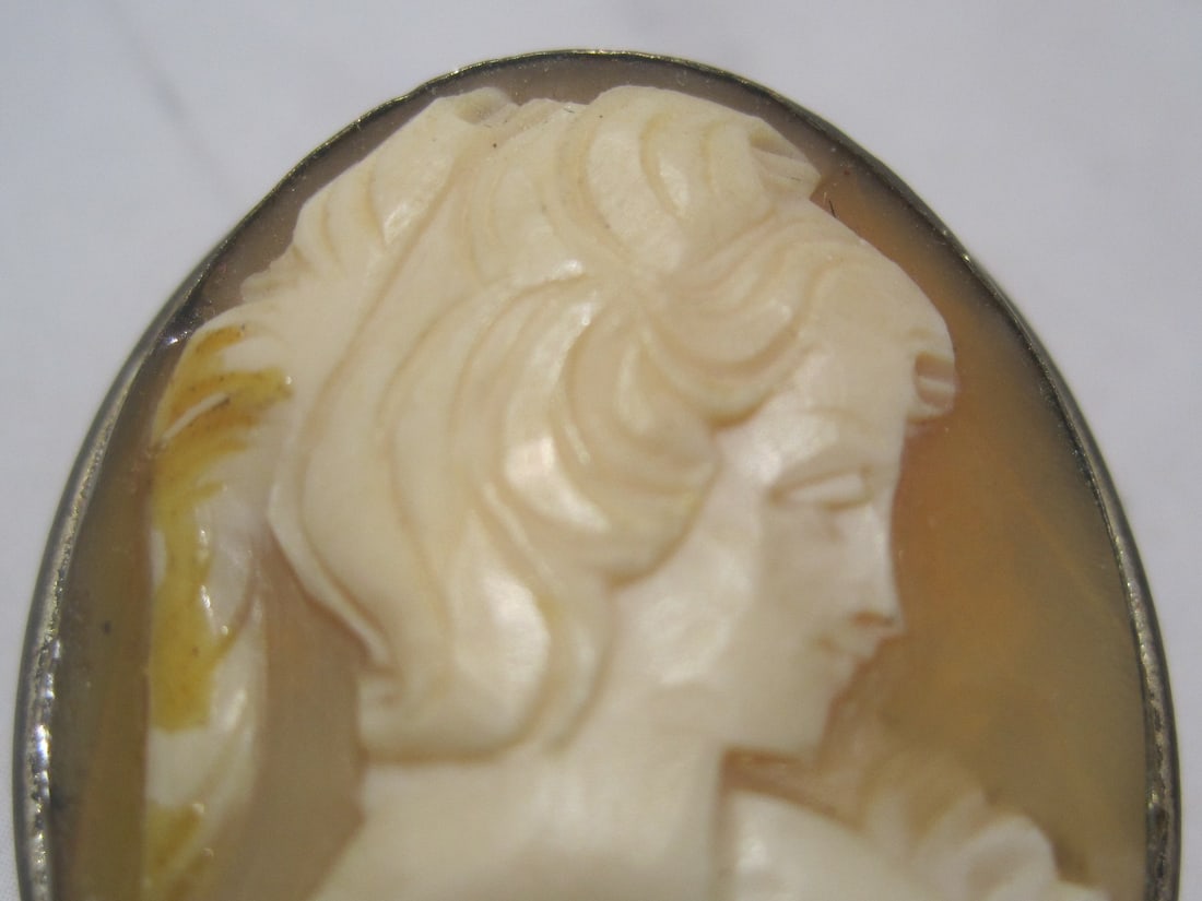 Antique 800 German Silver Cameo Brooch/Pendant - 2