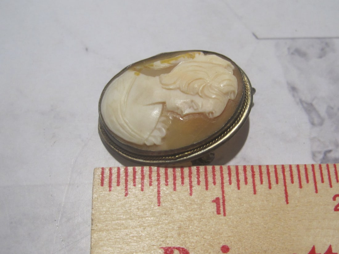 Antique 800 German Silver Cameo Brooch/Pendant - 7