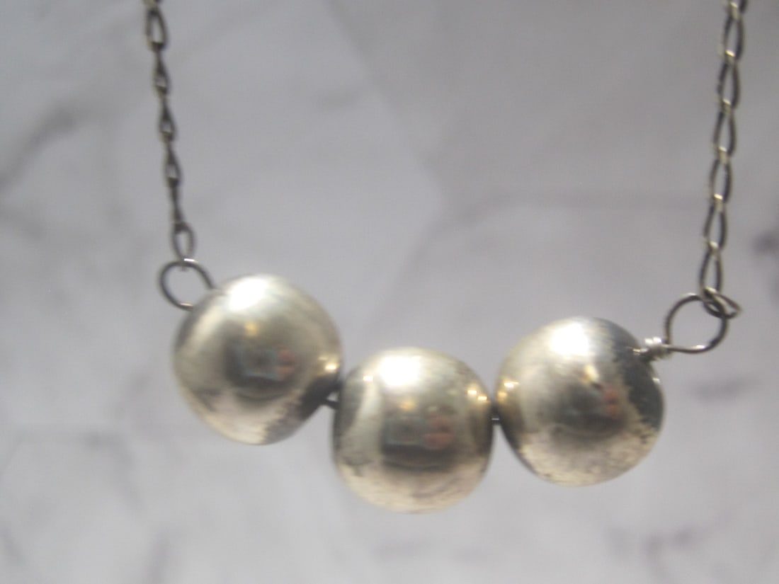 18" Sterling Silver Chain with 3 Silver Balls - 2