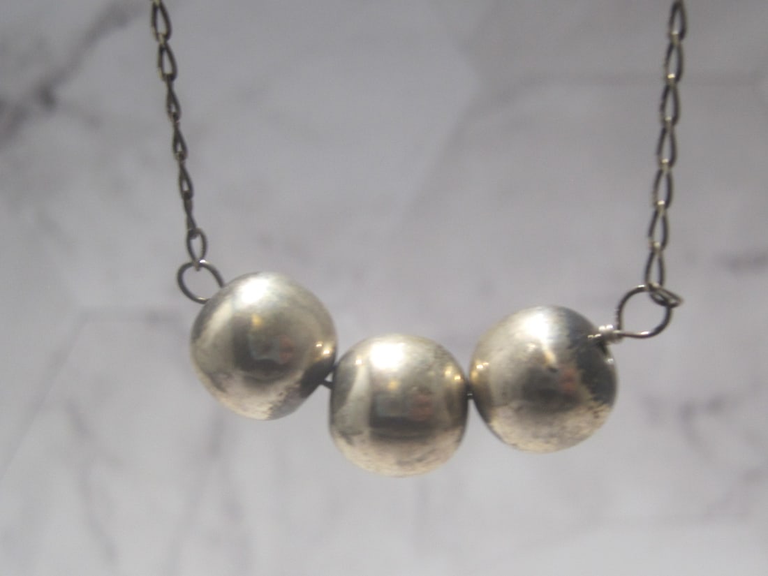 18" Sterling Silver Chain with 3 Silver Balls - 3