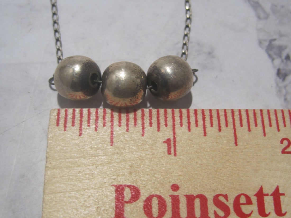 18" Sterling Silver Chain with 3 Silver Balls - 6