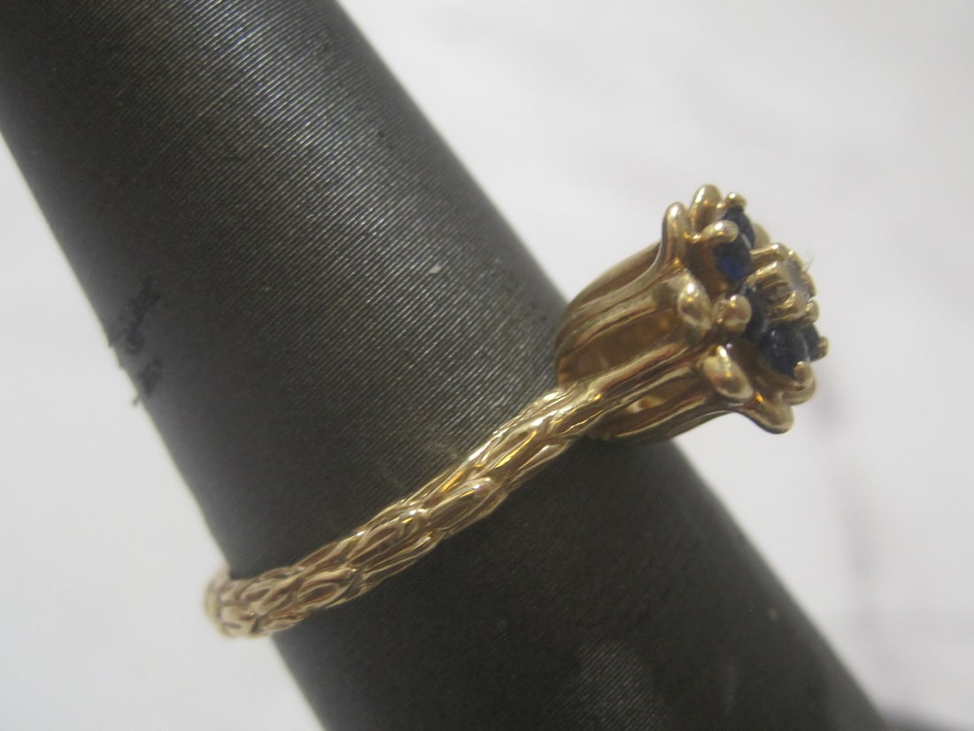 14k Gold Sapphire & Diamond Tulip Ring - 3