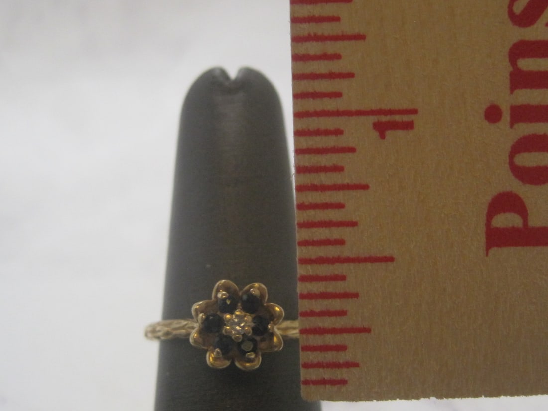 14k Gold Sapphire & Diamond Tulip Ring - 4