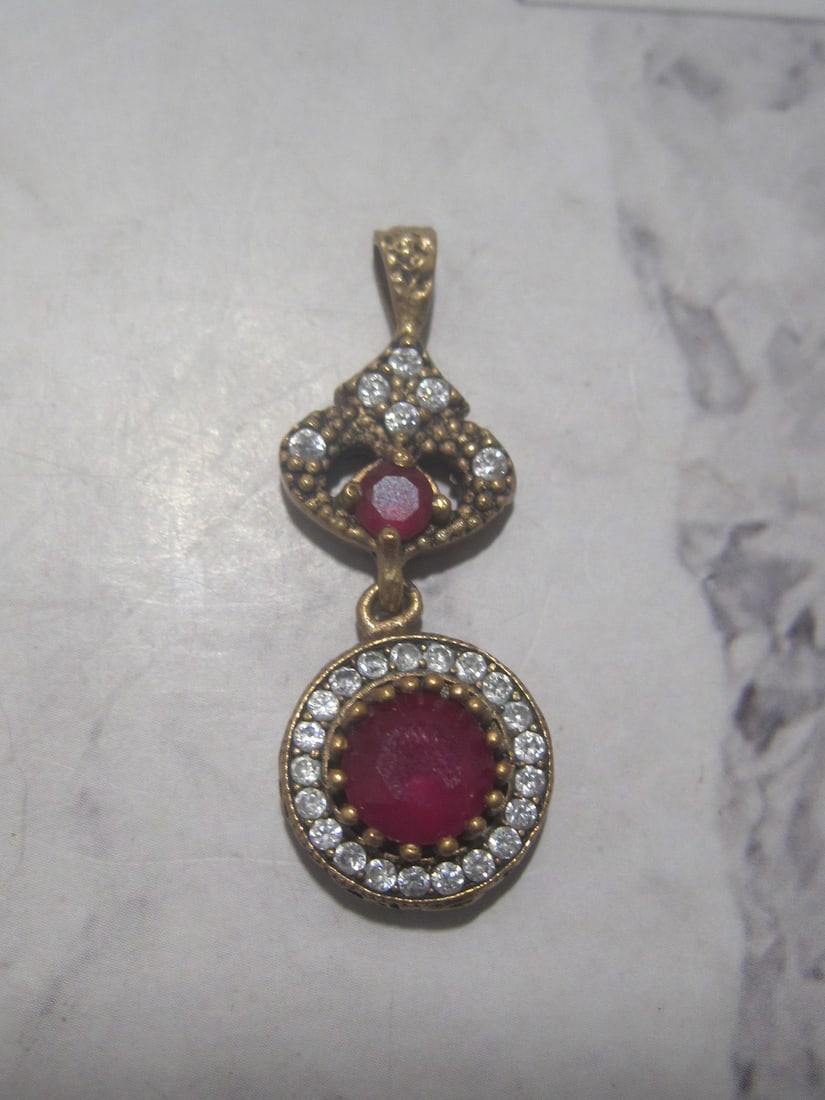 Sterling Silver Antique Victiorian Pendant with Stones (1 of 5)