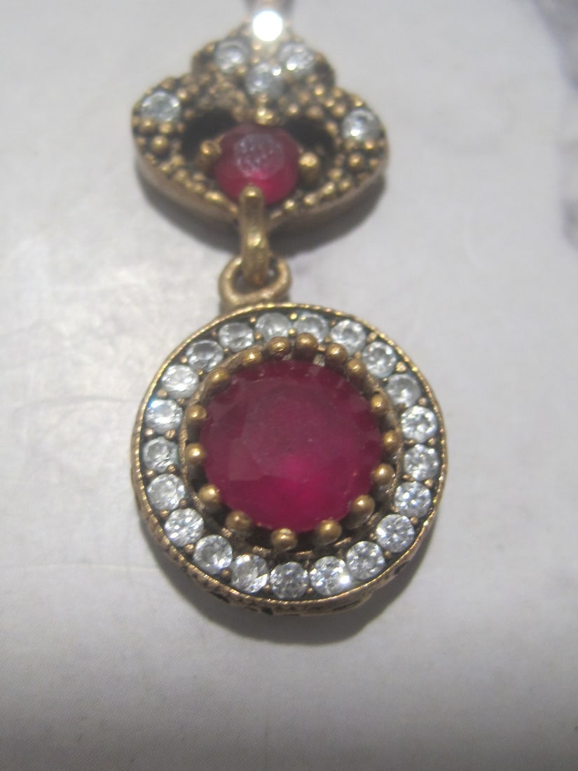 Sterling Silver Antique Victiorian Pendant with Stones - 3