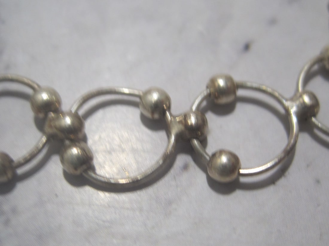 7" Sterling Silver Circle & Bead Bracelet - 2