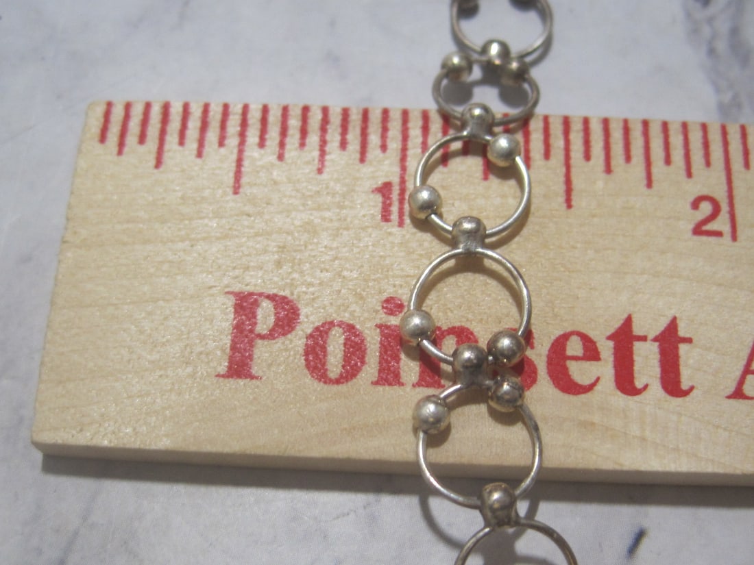 7" Sterling Silver Circle & Bead Bracelet - 3