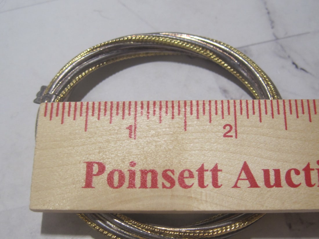 Sterling Silver Two Tone "Twisted" Bangle Bracelet - 4