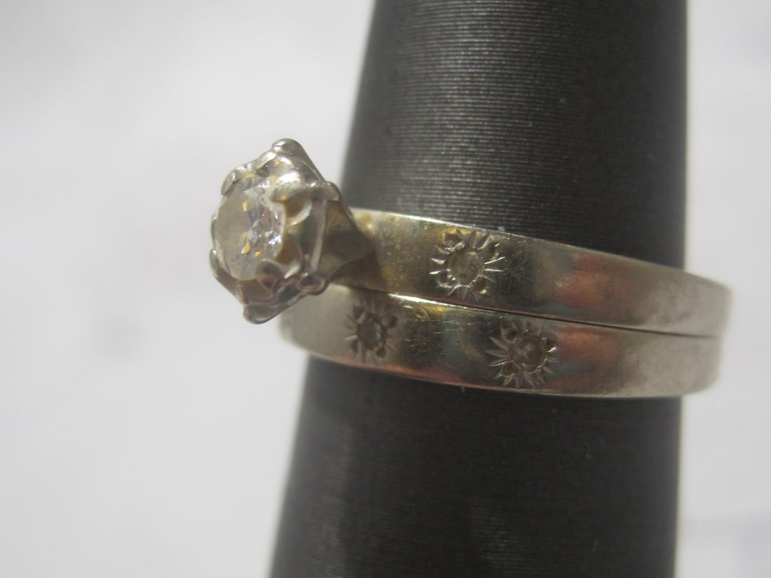 14k White Gold Diamond Wedding Set - 2