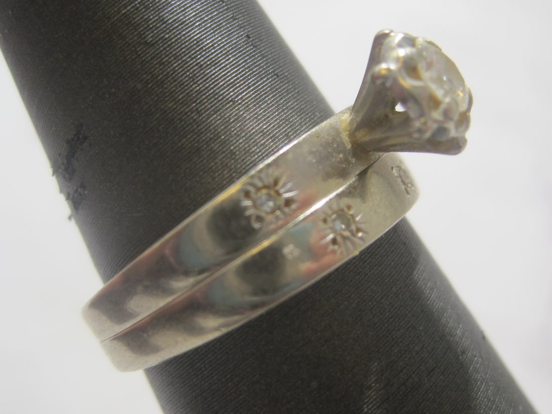 14k White Gold Diamond Wedding Set - 3