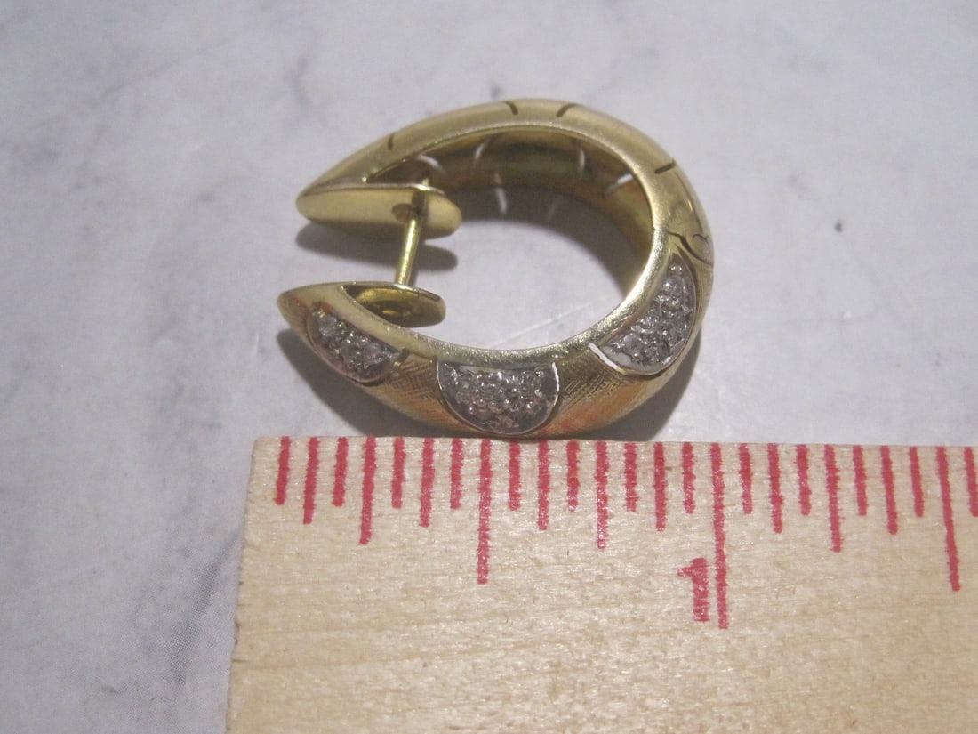 14k Gold Diamond Hoop Earrings - 6