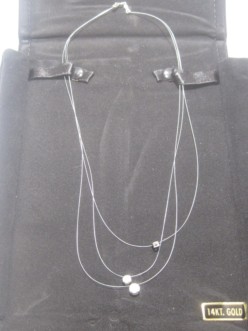 14k Gold Diamonique MicroCord Triple Strand Necklace - 2
