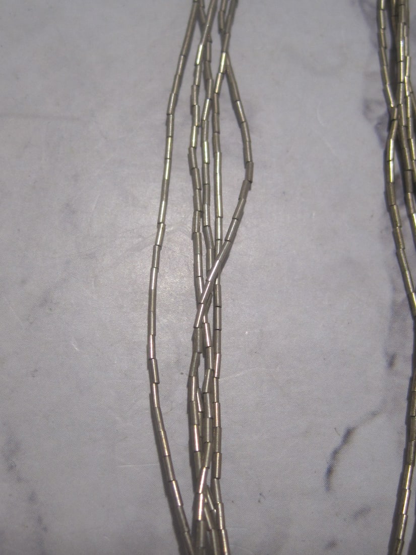 Sterling Silver 5 Strand Liquid Silver Necklace with Amethyst Pendant - 5