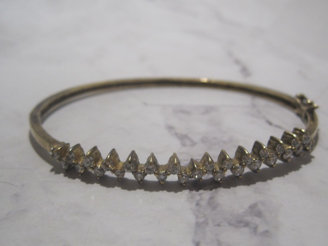 Gold over Sterling Silver CZ Bangle Bracelet (1 of 6)