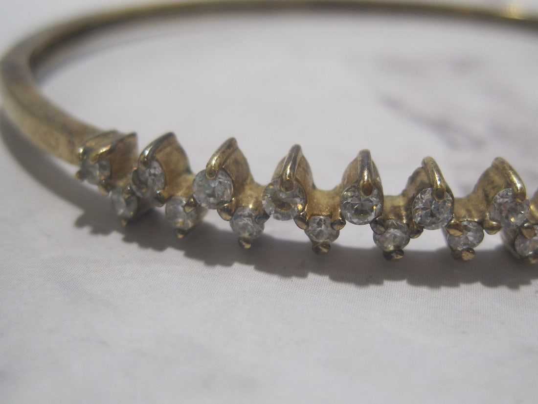 Gold over Sterling Silver CZ Bangle Bracelet - 2