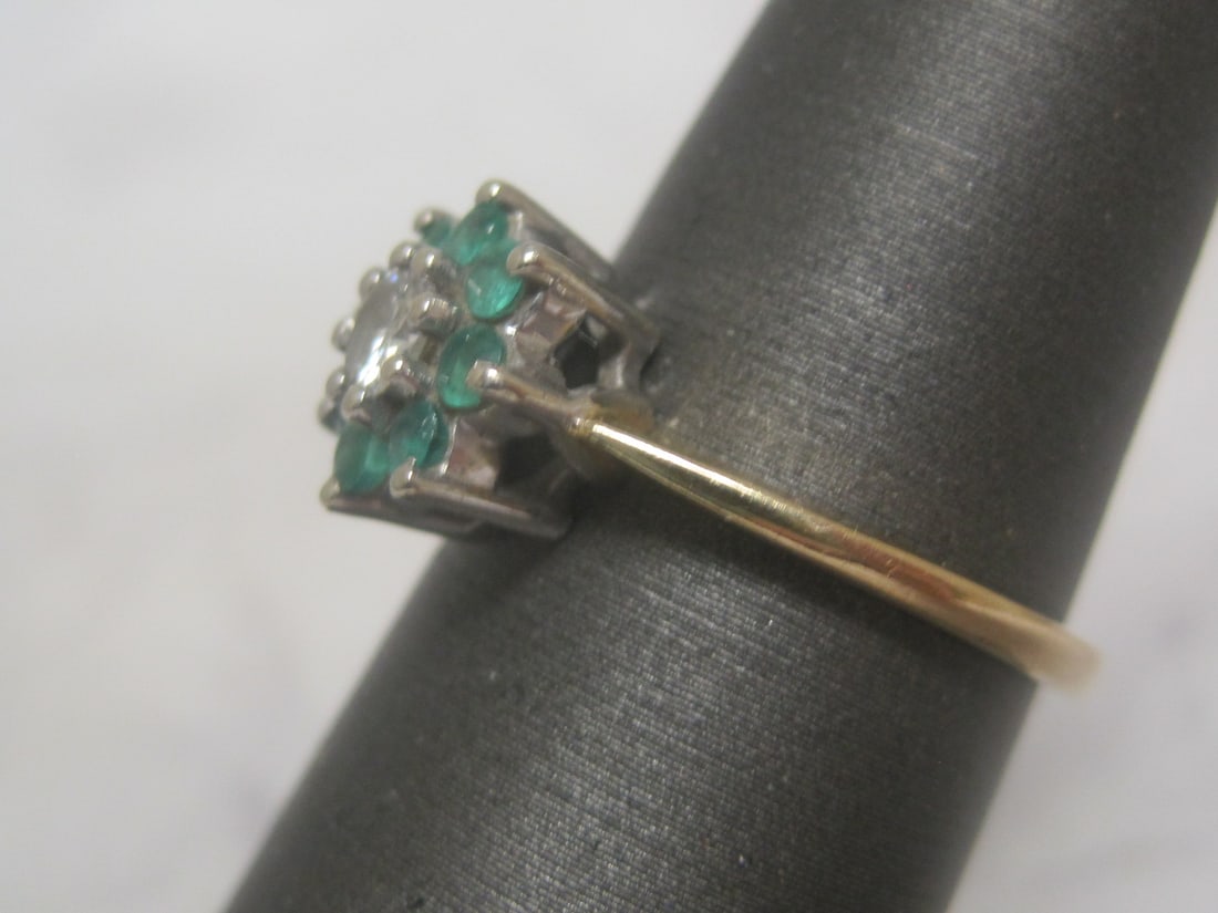 14k Emerald & Diamond Ring - 4