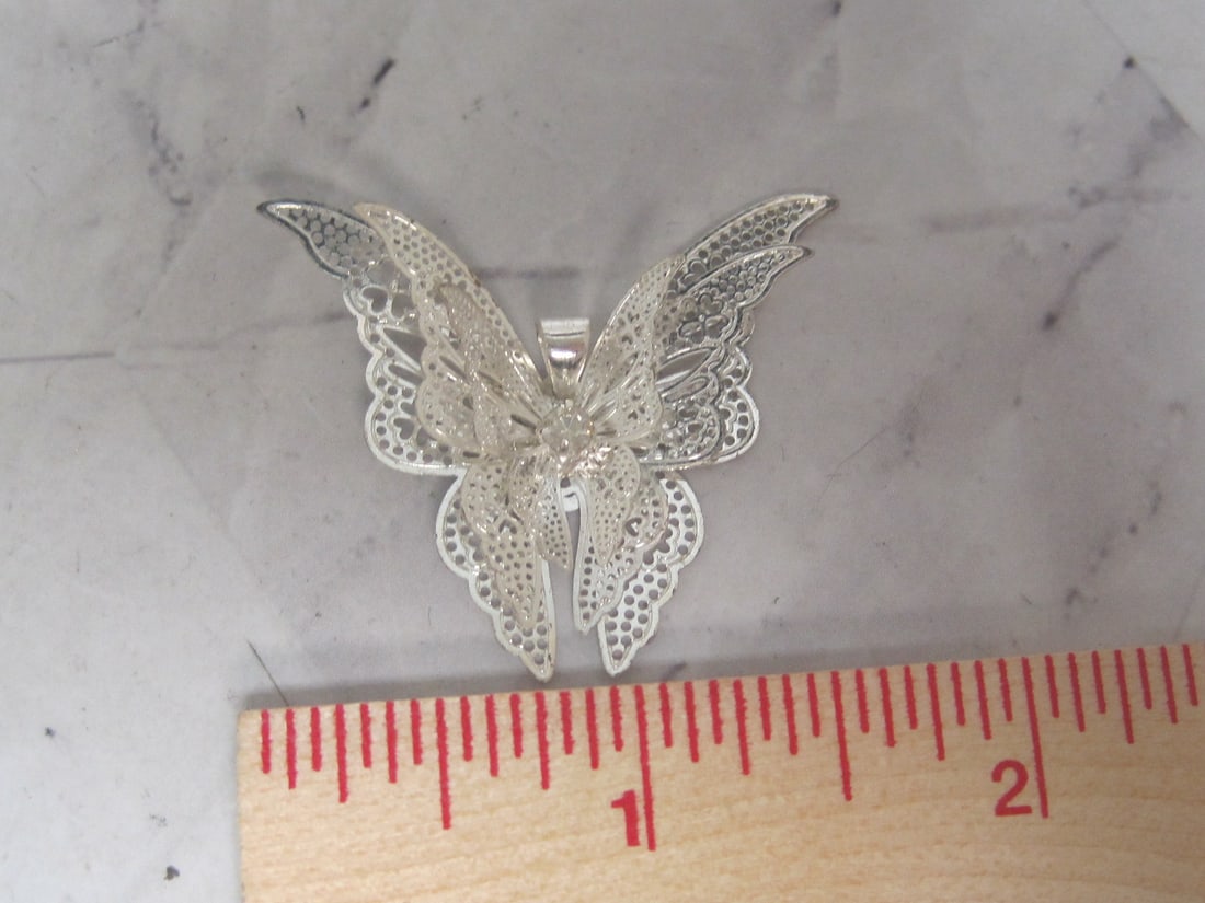 Sterling Silver Filigree Butterfly Pendant - 3