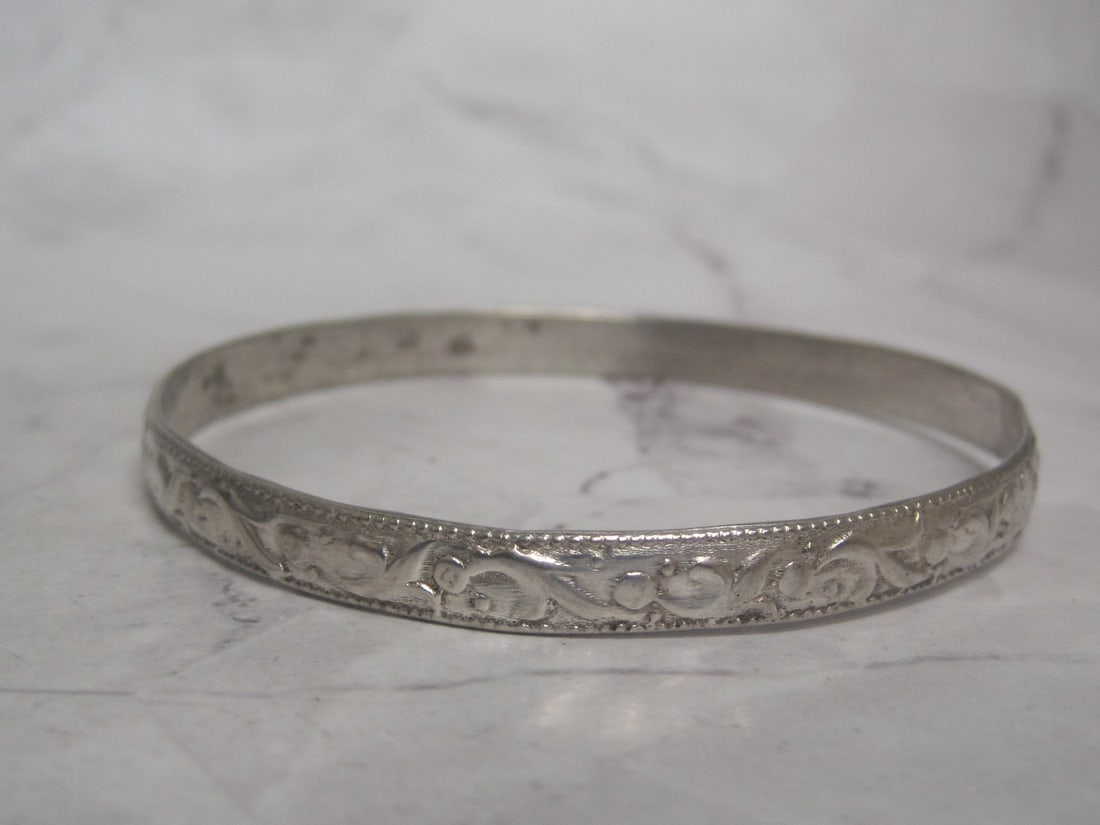 Sterling Silver Etched Bangle Bracelet (1 of 4)