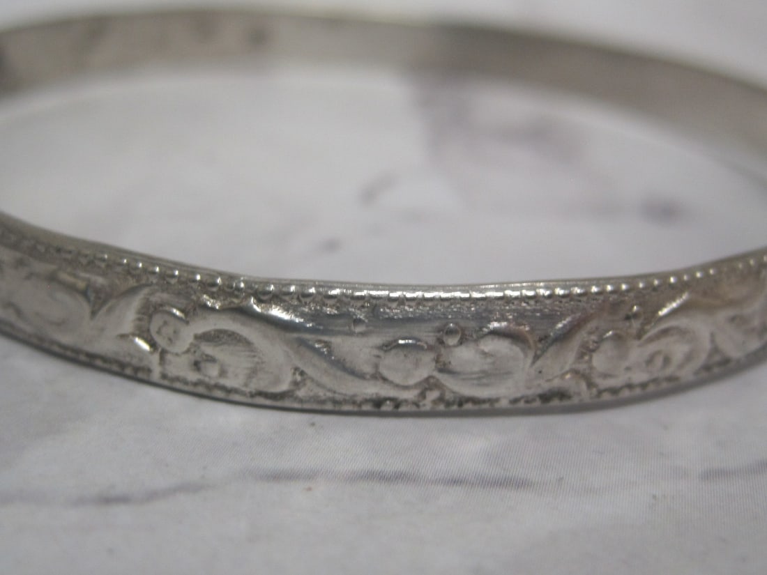 Sterling Silver Etched Bangle Bracelet - 2