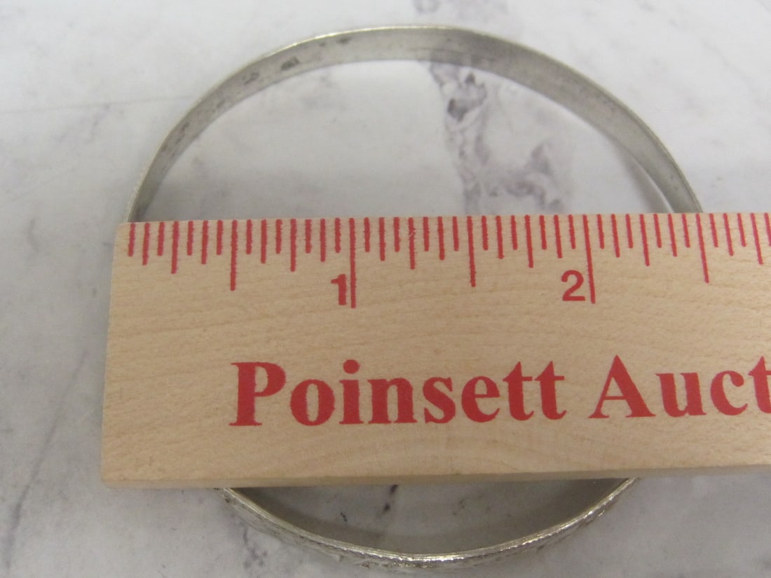 Sterling Silver Etched Bangle Bracelet - 4