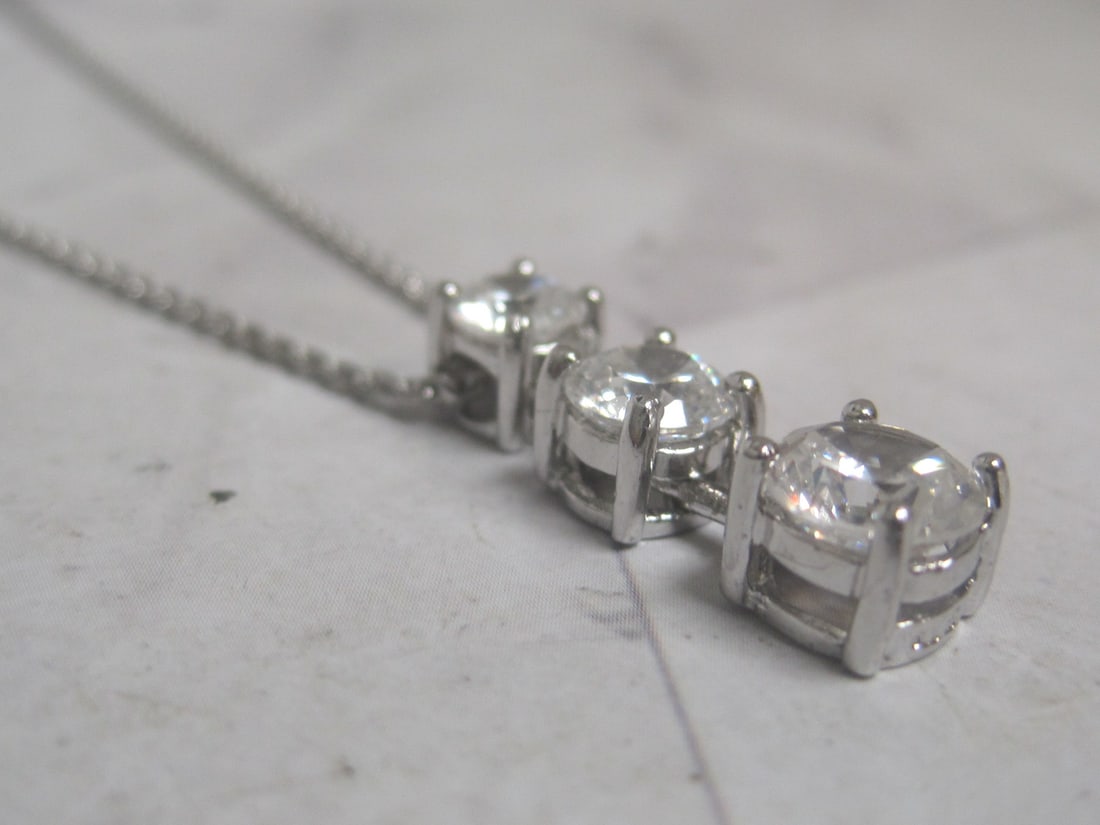 Sterling Silver CZ Pendant on 18" Sterling Silver Chain - 3