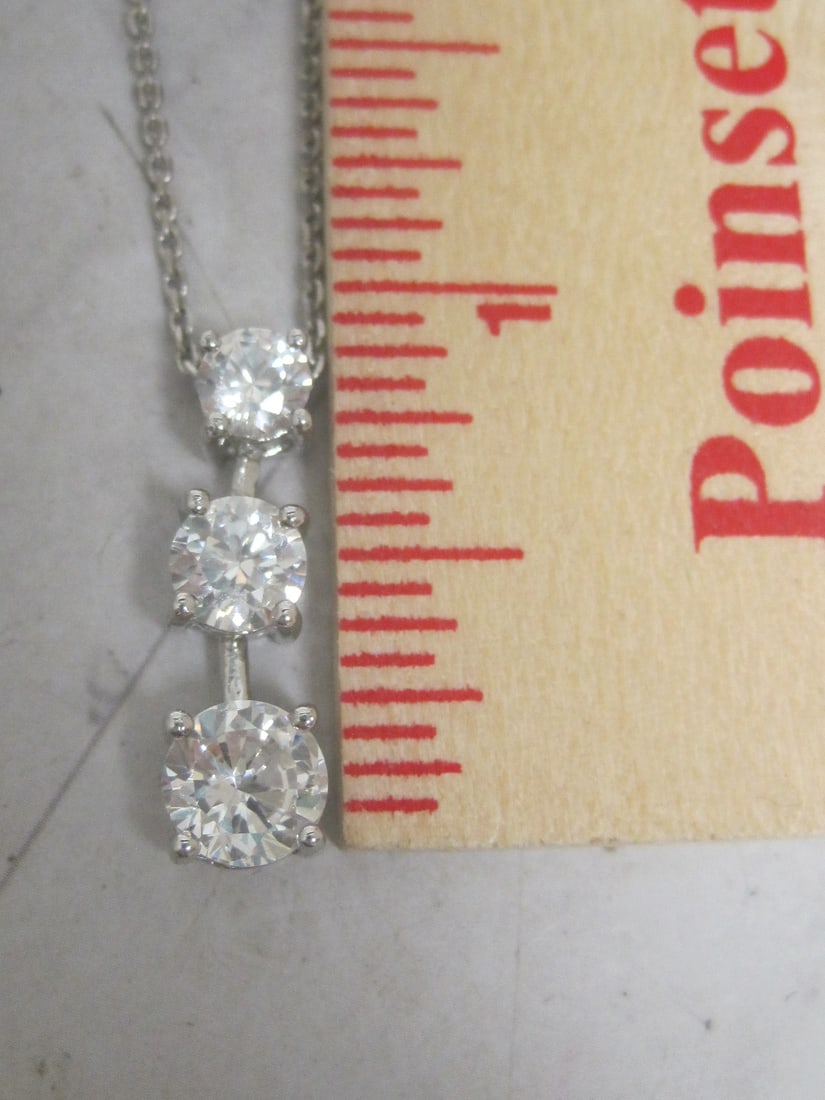 Sterling Silver CZ Pendant on 18" Sterling Silver Chain - 5