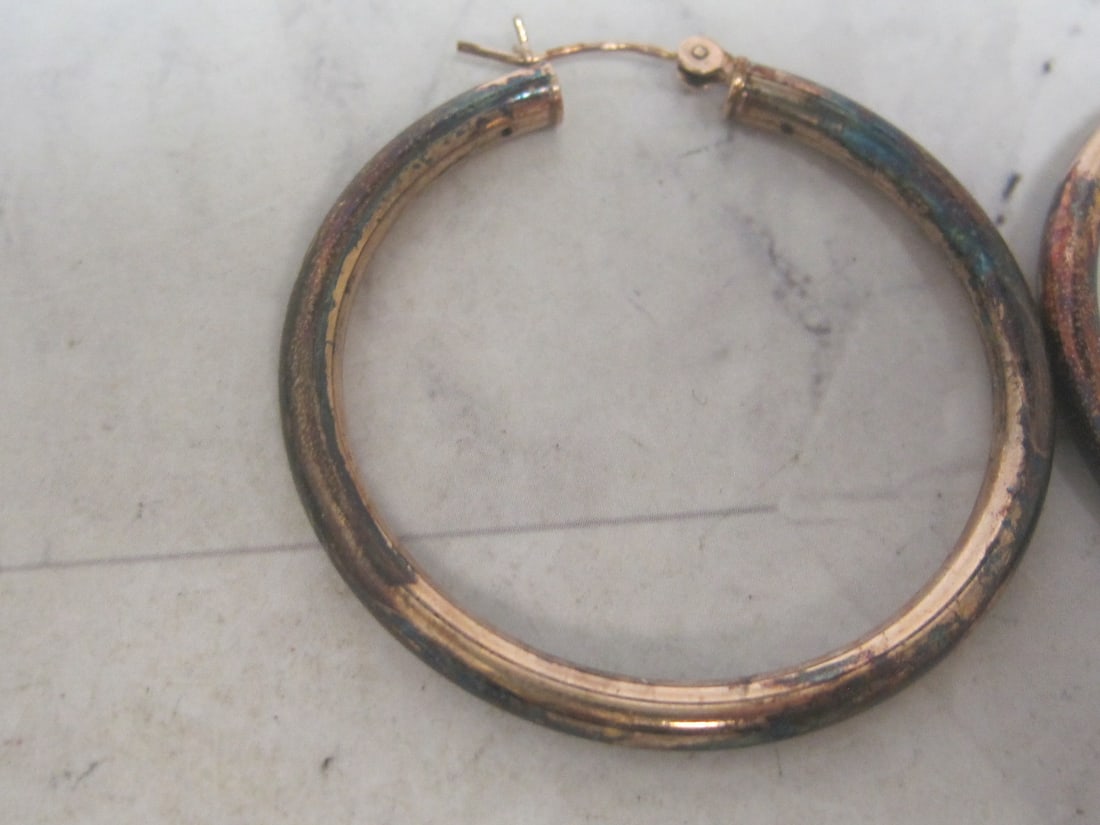 Gold over Sterling Silver Large Hoop Earrings - 2