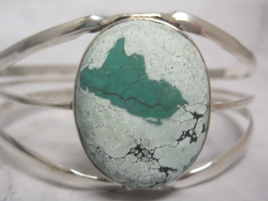 Sterling Silver Native American Style Cuff Bracelet with Stone - 2