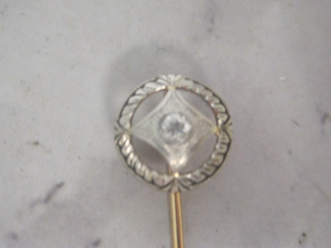 14k Gold Antique Diamond Stick Pin - 2
