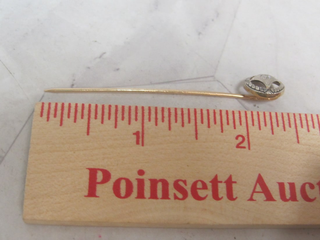 14k Gold Antique Diamond Stick Pin - 4