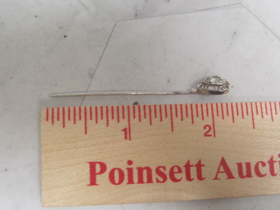 14k White Gold Antique Stick Pin - 5