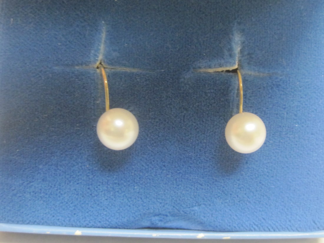 14k Gold Vintage Cultured Pearl Earrings - 2