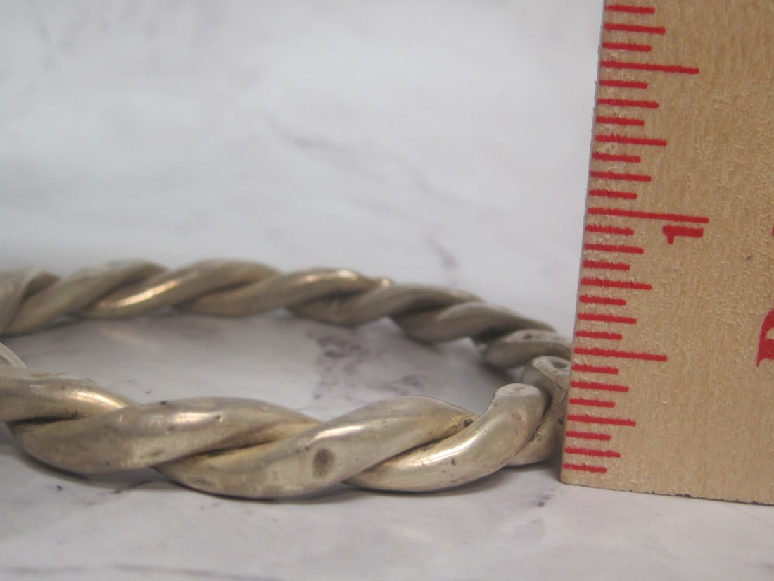 Sterling Silver Twisted Bangle Bracelet - 4