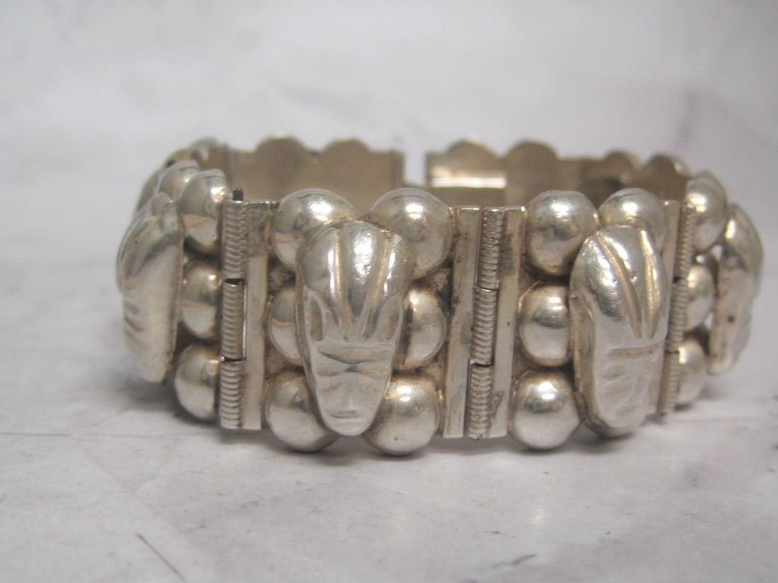 6 1/2" Sterling Silver Mayan Design Bracelet (1 of 2)