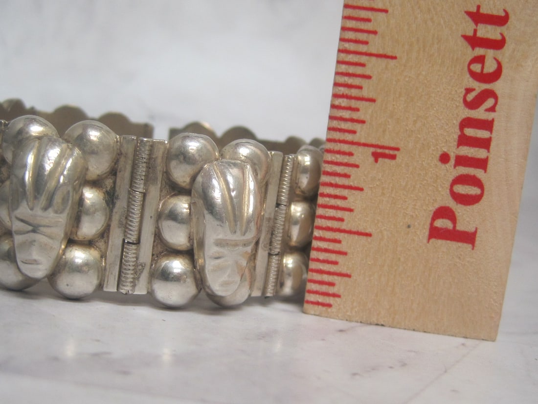 6 1/2" Sterling Silver Mayan Design Bracelet - 2