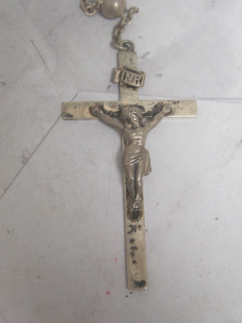 28" + 8" Drop Sterling Silver Rosary Necklace - 2