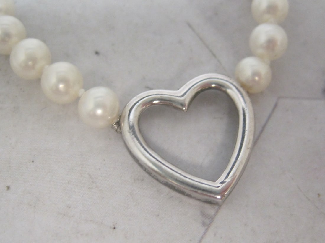 Ross Simons Pearl Necklace with Sterling Silver Heart & Clasp - 2
