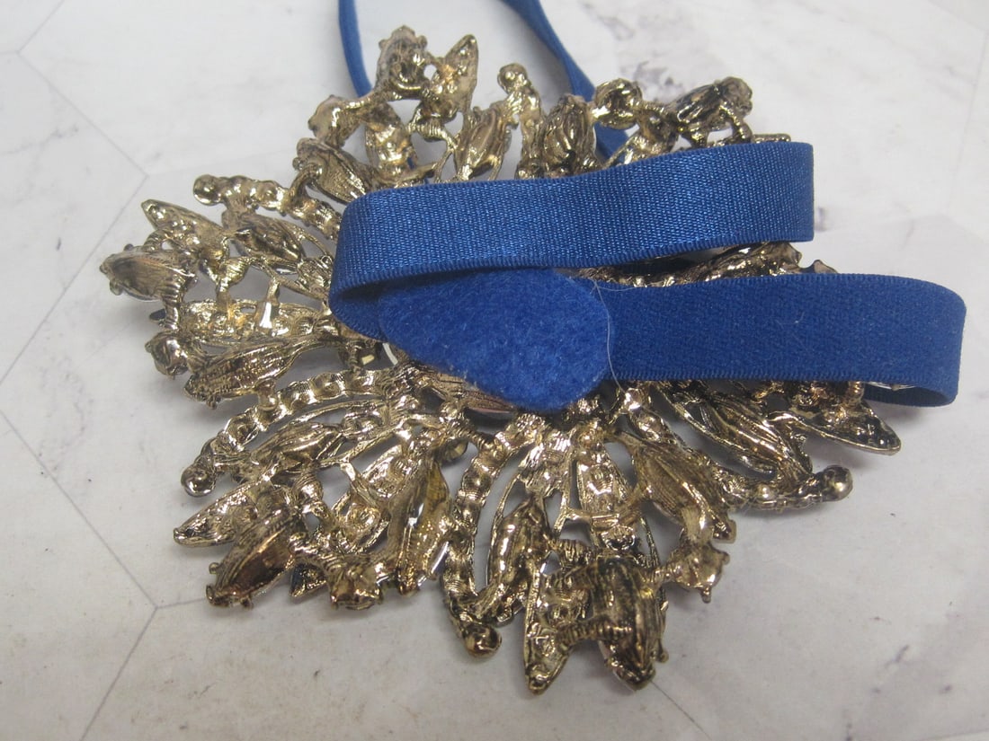 Large Jeweled Flower on Velvet Choker - 3