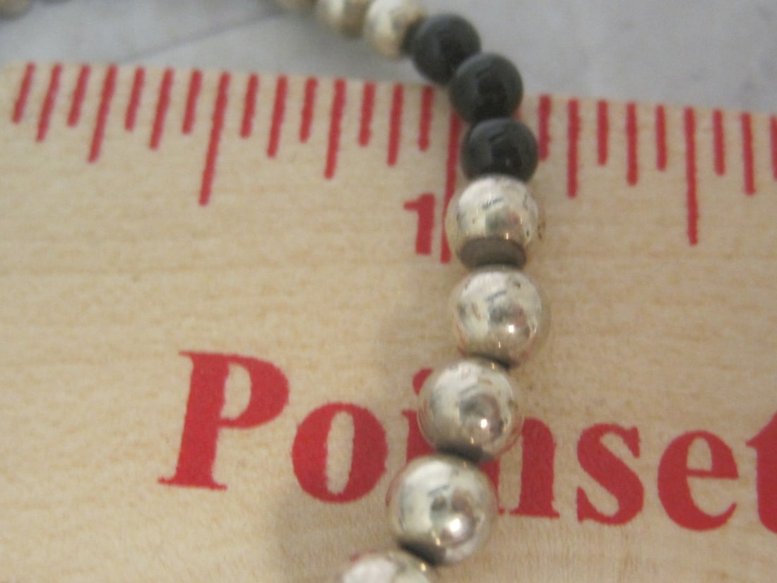 6" Sterling Silver & Onyx Bead Bracelet - 3