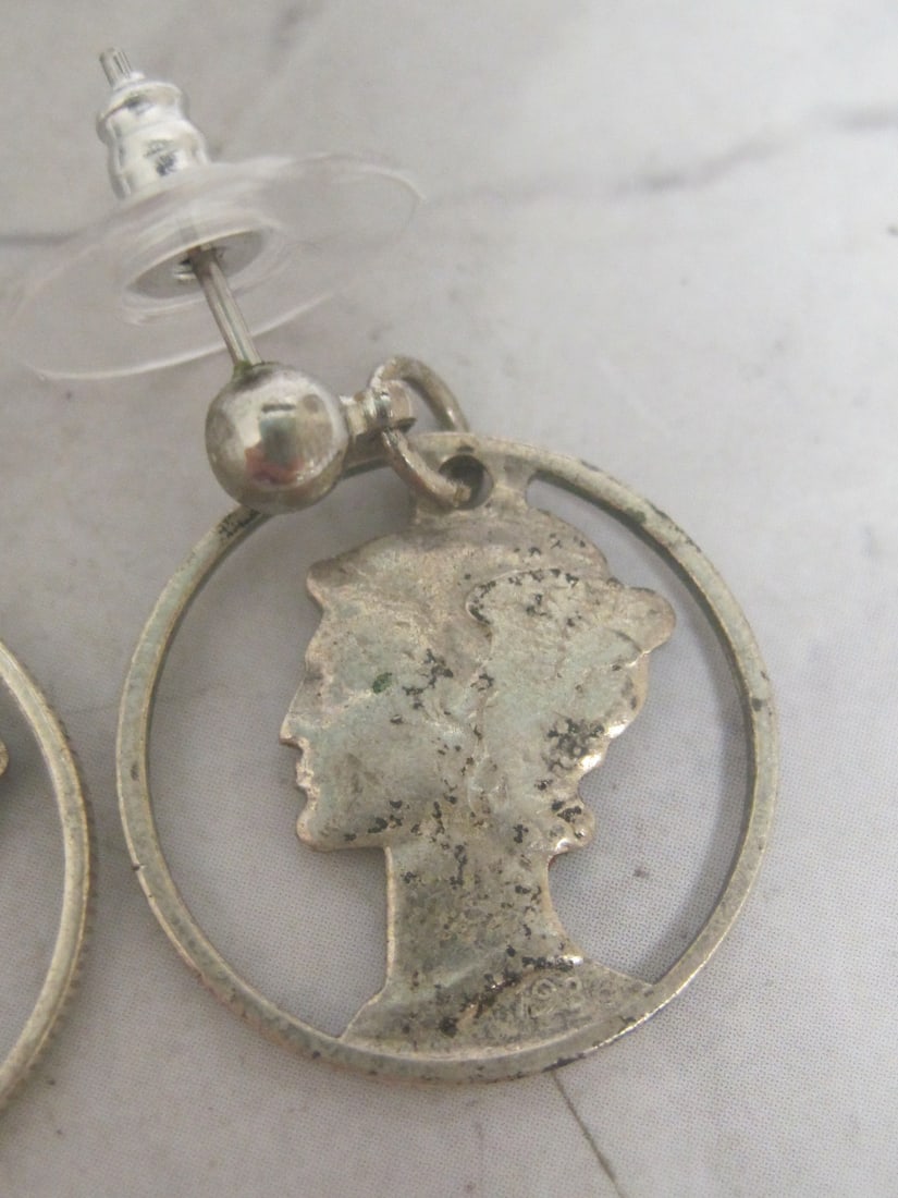 Die-Cut Mercury Dime Earrings - 2