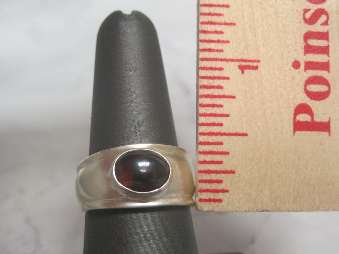 Sterling Silver Ring with Purple Stone - 4