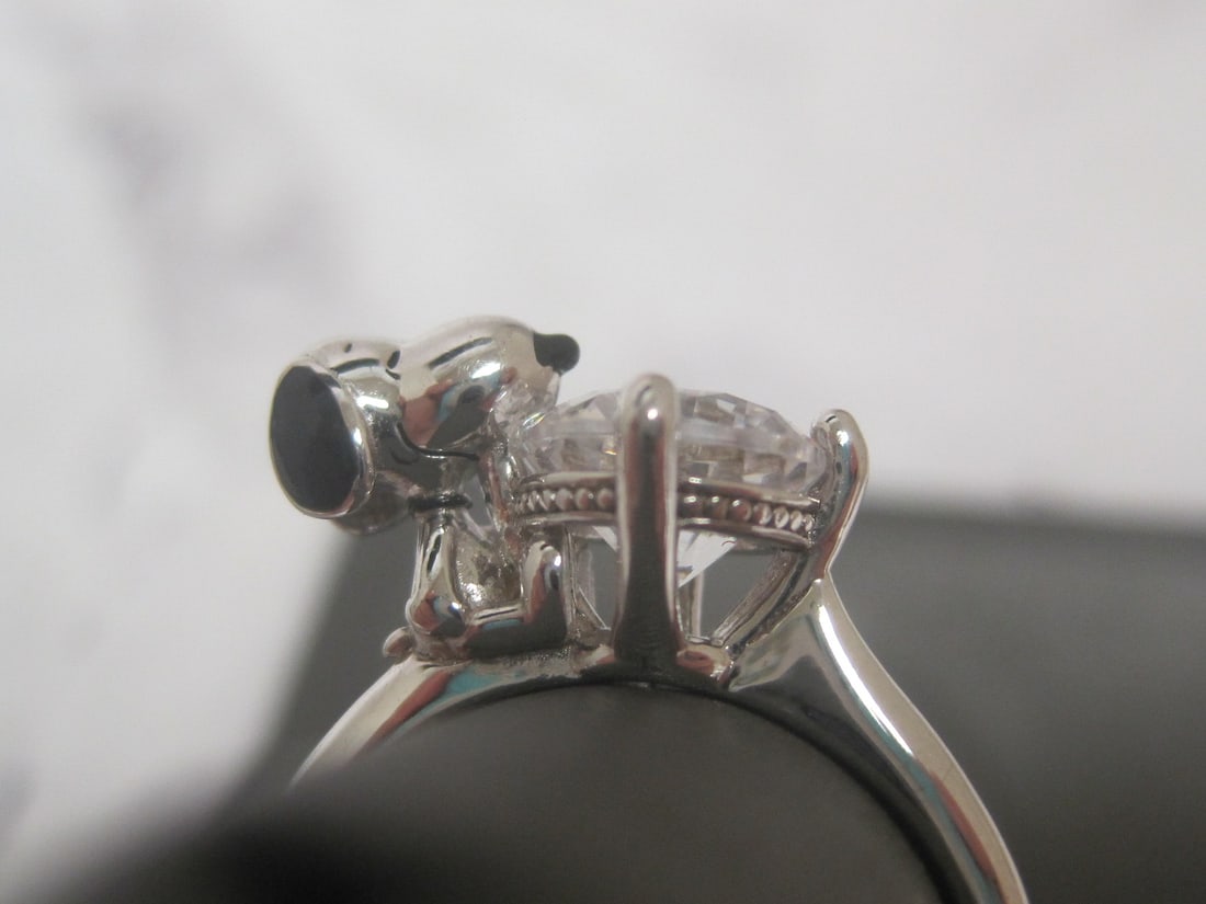 Sterling Silver CZ Snoopy Ring - 3