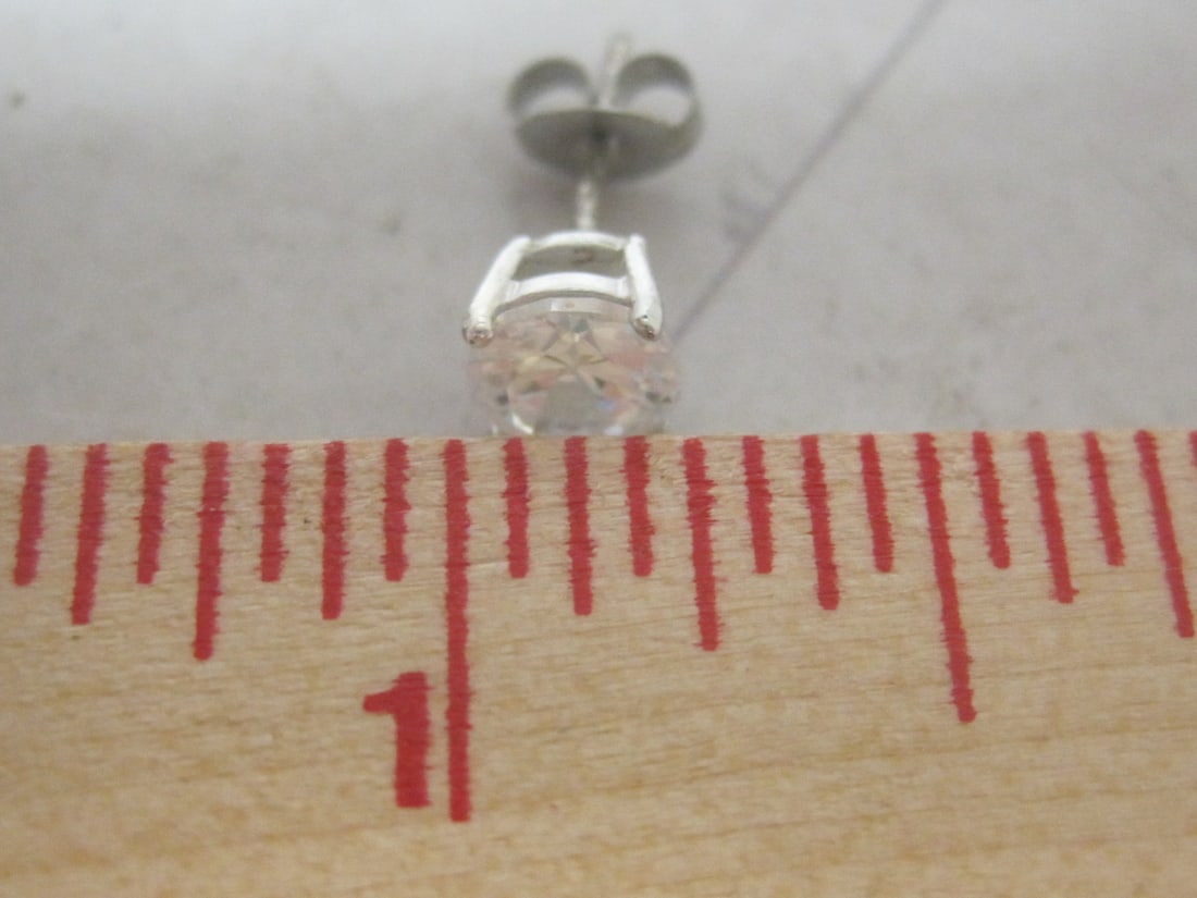 Sterling Silver CZ Stud Earrings - 3