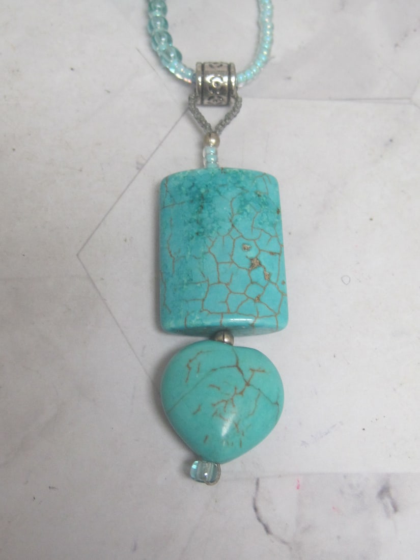 30" Turquoise Look Stones & Beads Fashion Necklace - 2